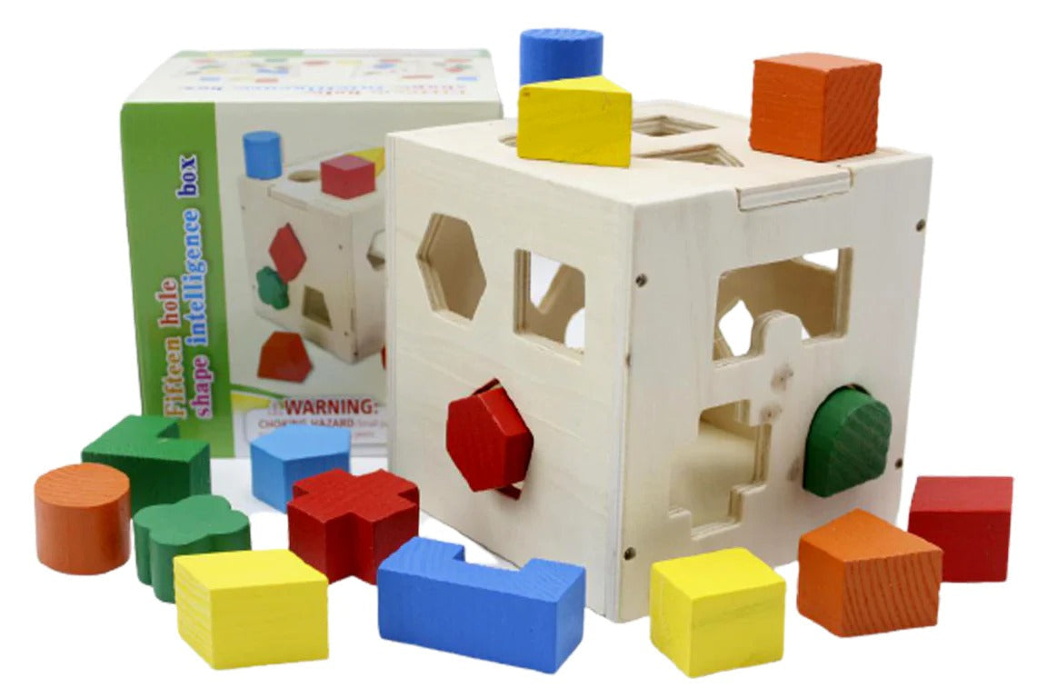 Wooden Hole Shape Intelligence Box Big Shape ,Wood Puzzle Geometric Shape Blocks